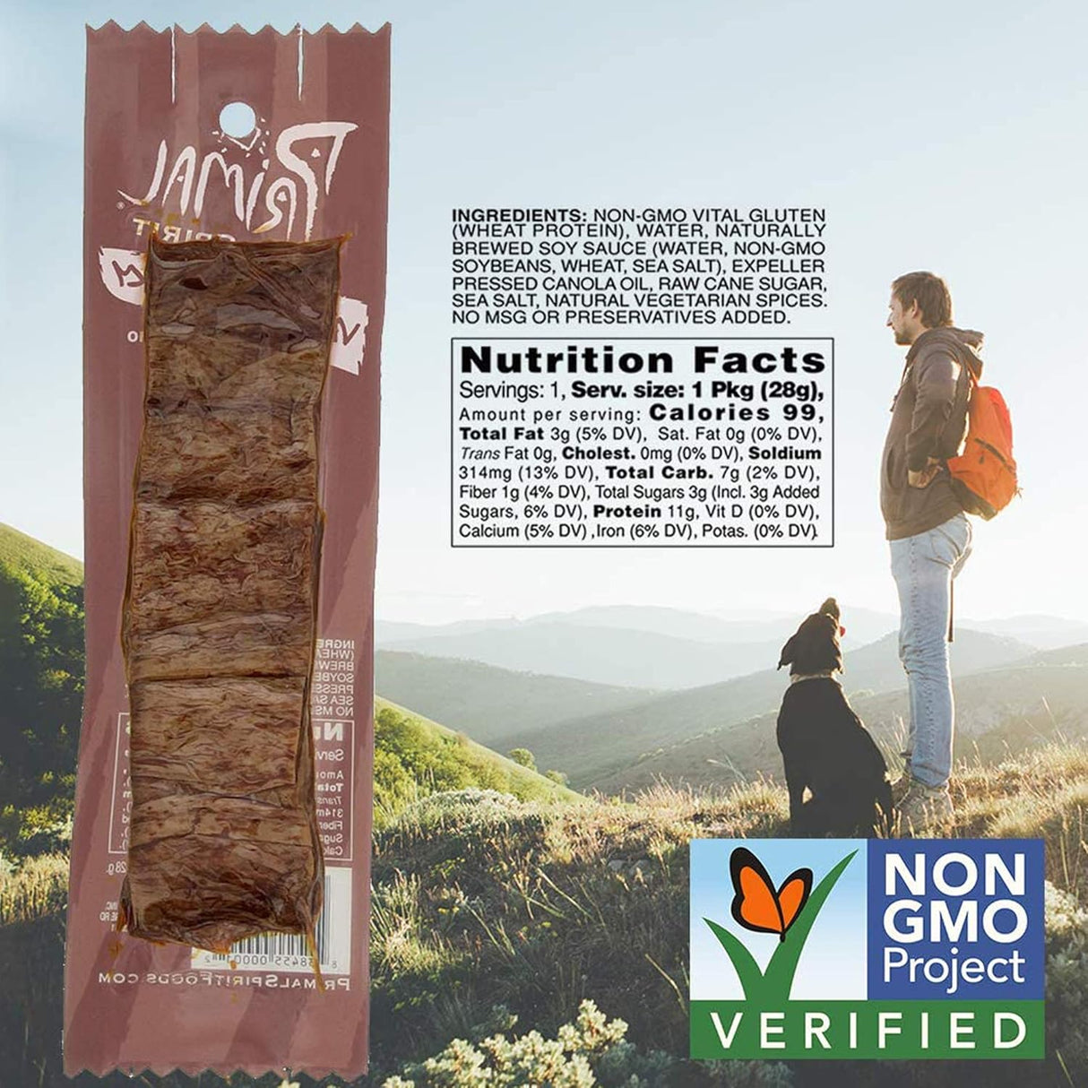 Primal Strips Vegan Jerky, Teriyaki, Meatless Seitan, 1 oz, Case of 24