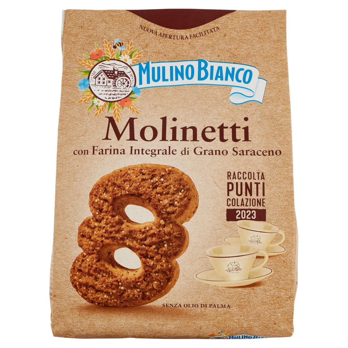Mulino Bianco: "Molinetti" Shortbread cookies with flour buckwheat and brown sugar - 28.21 Oz (800g) [ Italian Import ]