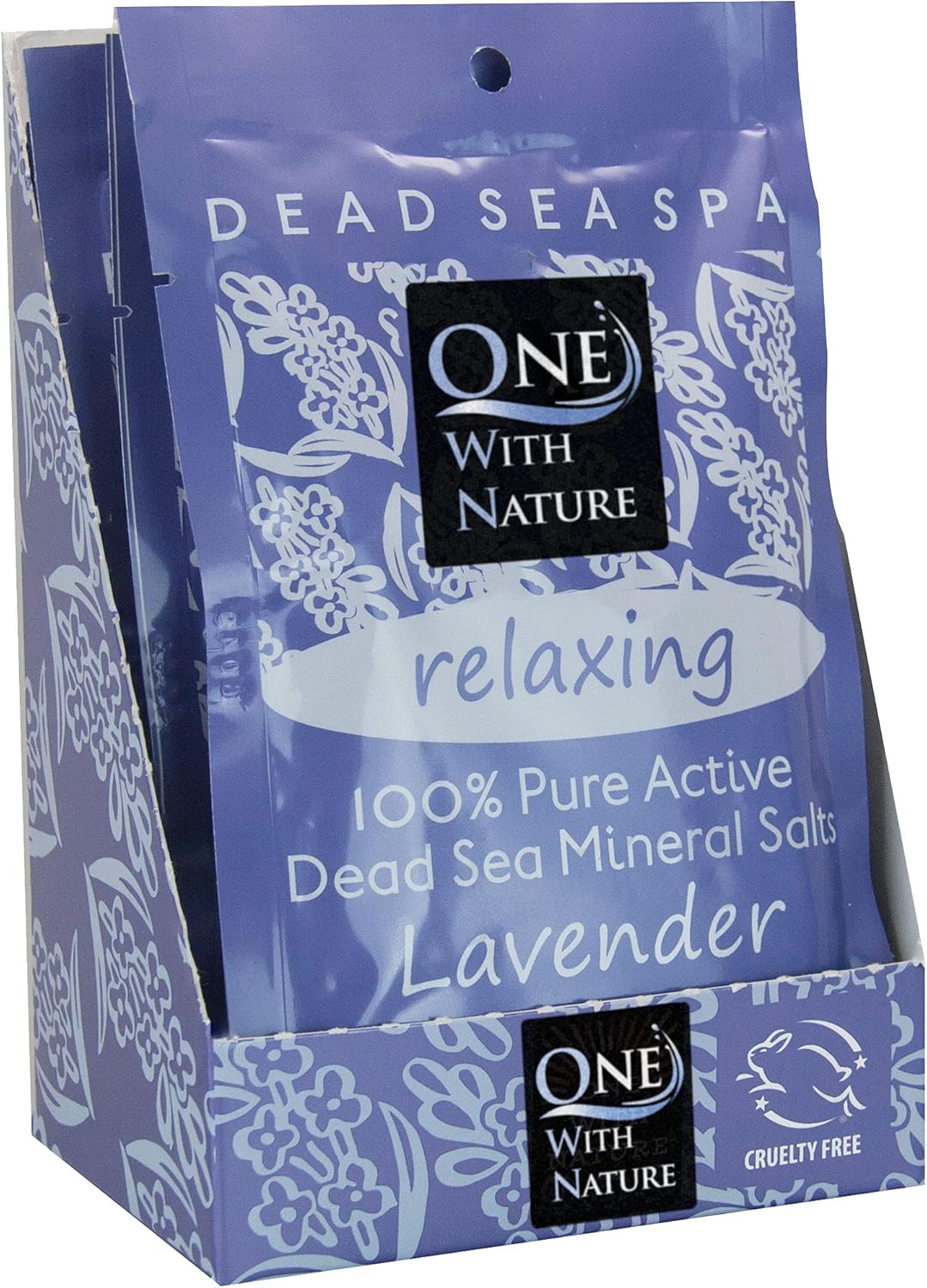 Dead Sea Spa product packaging with lavender scent on a white background