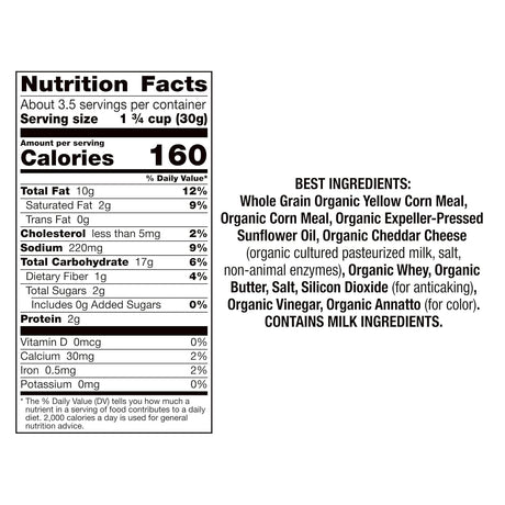 Nutrition facts label and list of best ingredients on a white background