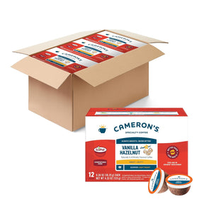 Box of Cameron's Specialty Coffee packages on a white background