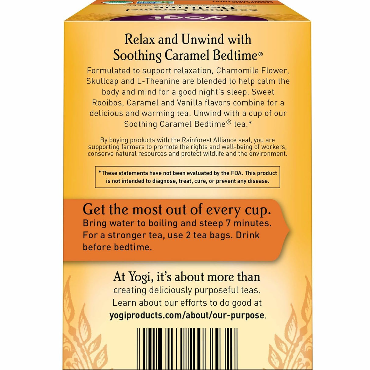 Yogi Bedtime Caramel Herbal Tea, 16 Tea Bags, Case of 6