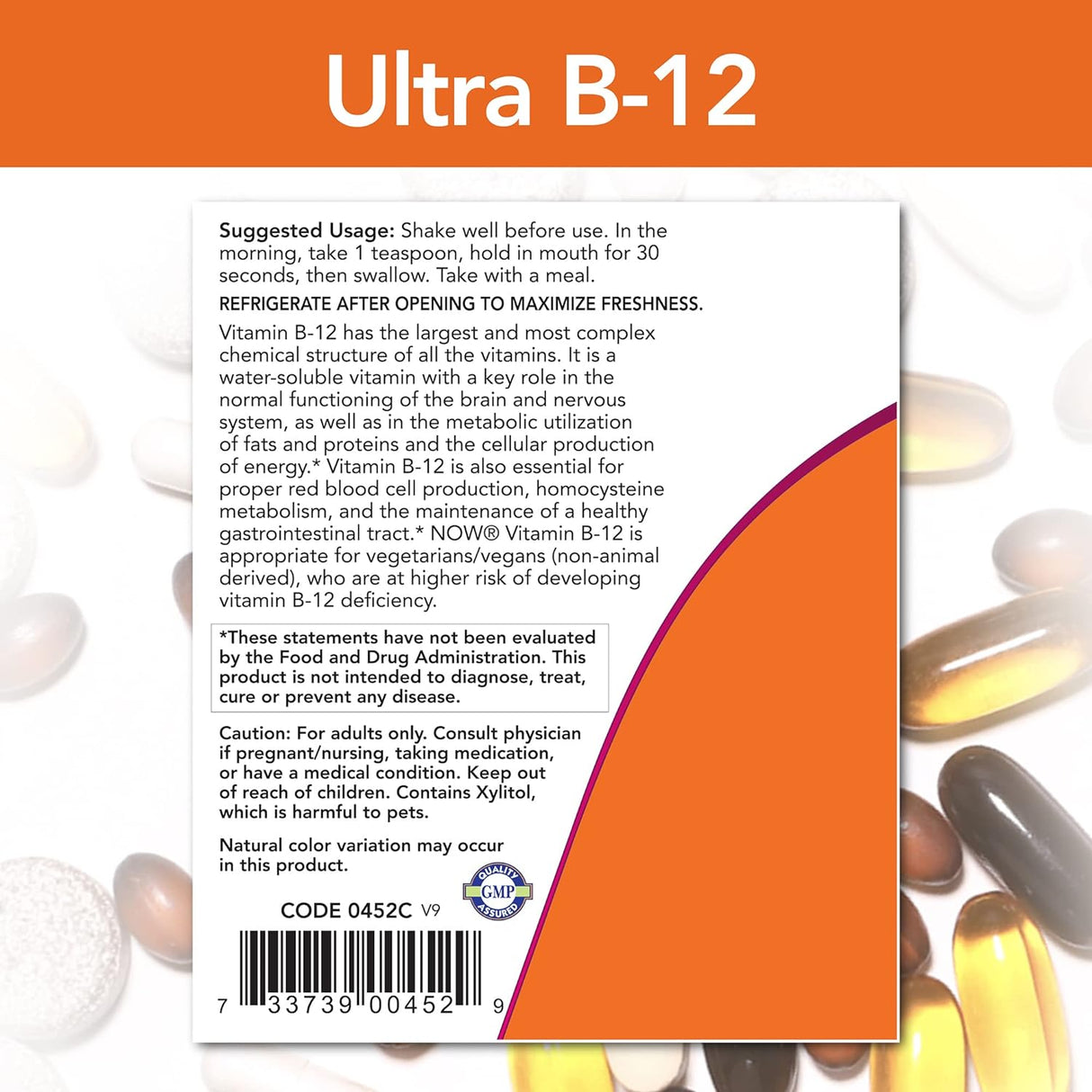 Now Foods Ultra B12 Liquid Complex - High-Potency Vitamin B12 Supplement for Energy and Nerve Health - 4 fl oz - Cozy Farm 