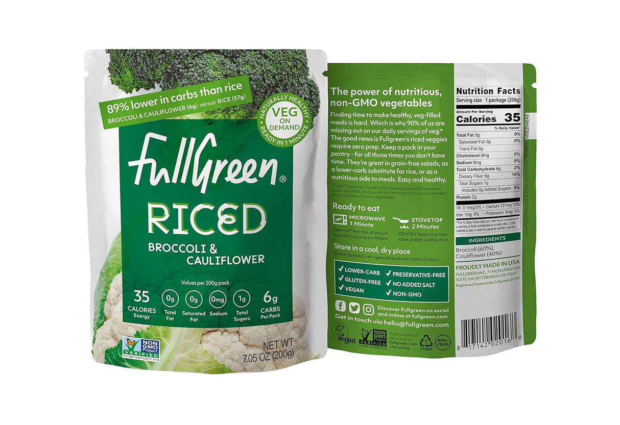 Fullgreen Organic Riced Vegetable Broccoli and Cauliflower, Pack of 6, 7.05 Oz