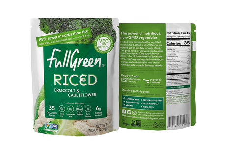 Fullgreen Organic Riced Vegetable Broccoli and Cauliflower, Pack of 6, 7.05 Oz