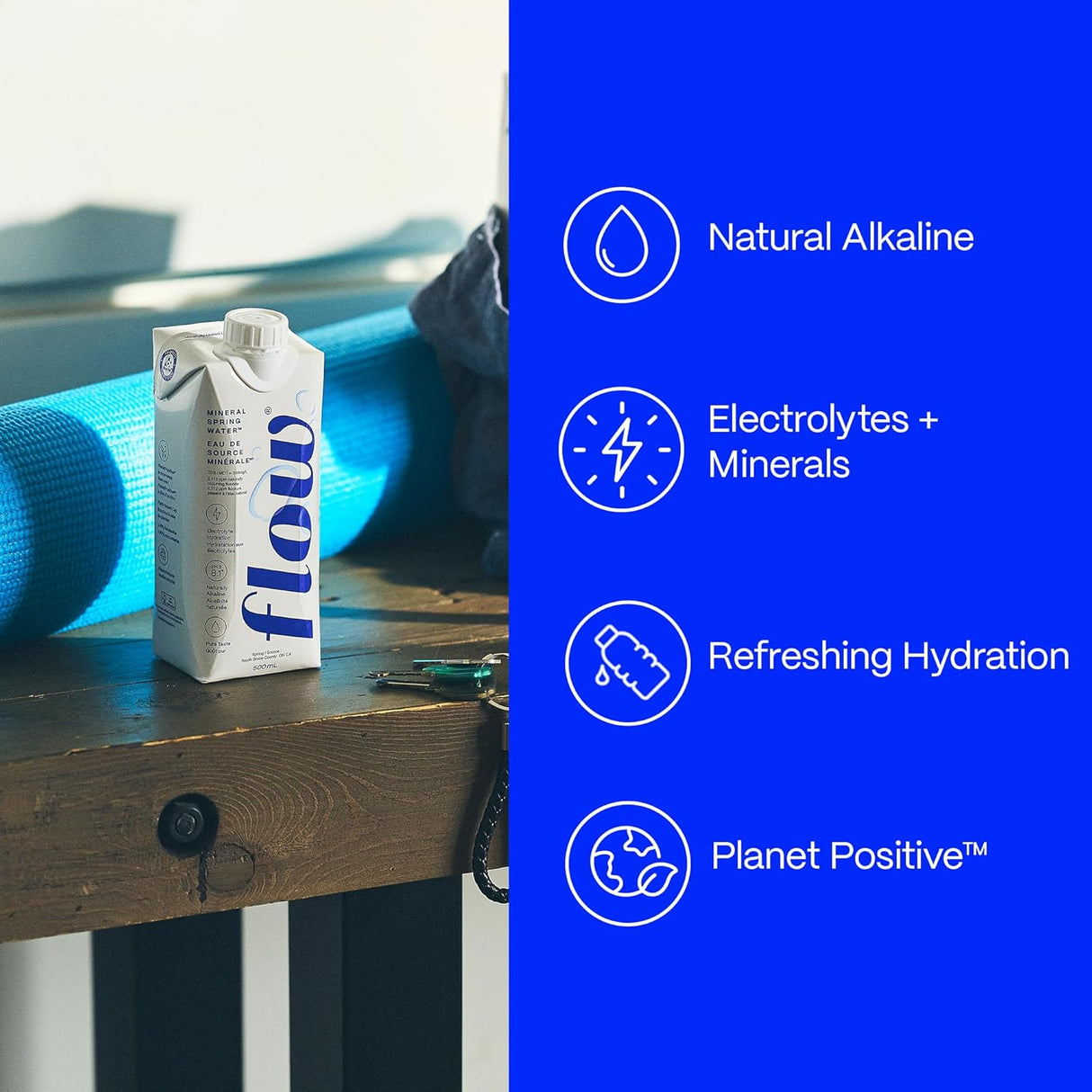 Flow Alkaline Spring Water, 1 Liter, Pack of 6