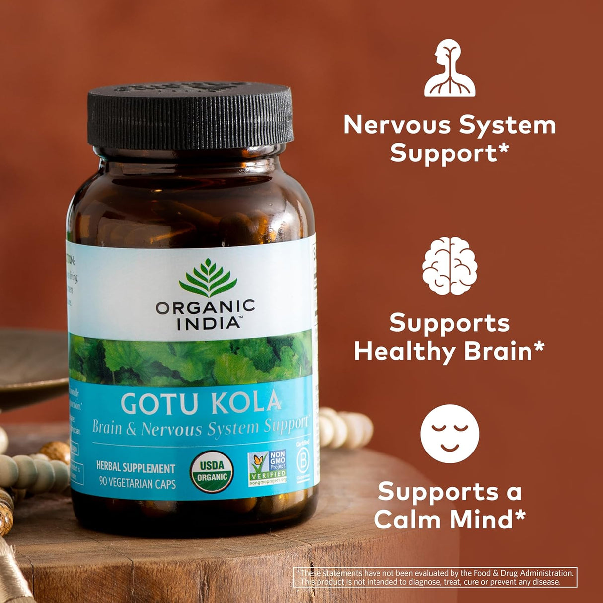 Organic India Gotu Kola Wellness Supplements, 90 Vegan Capsules