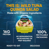 Advertisement for Wild Planet Wild Tuna Quinoa Salad packaging with ocean background