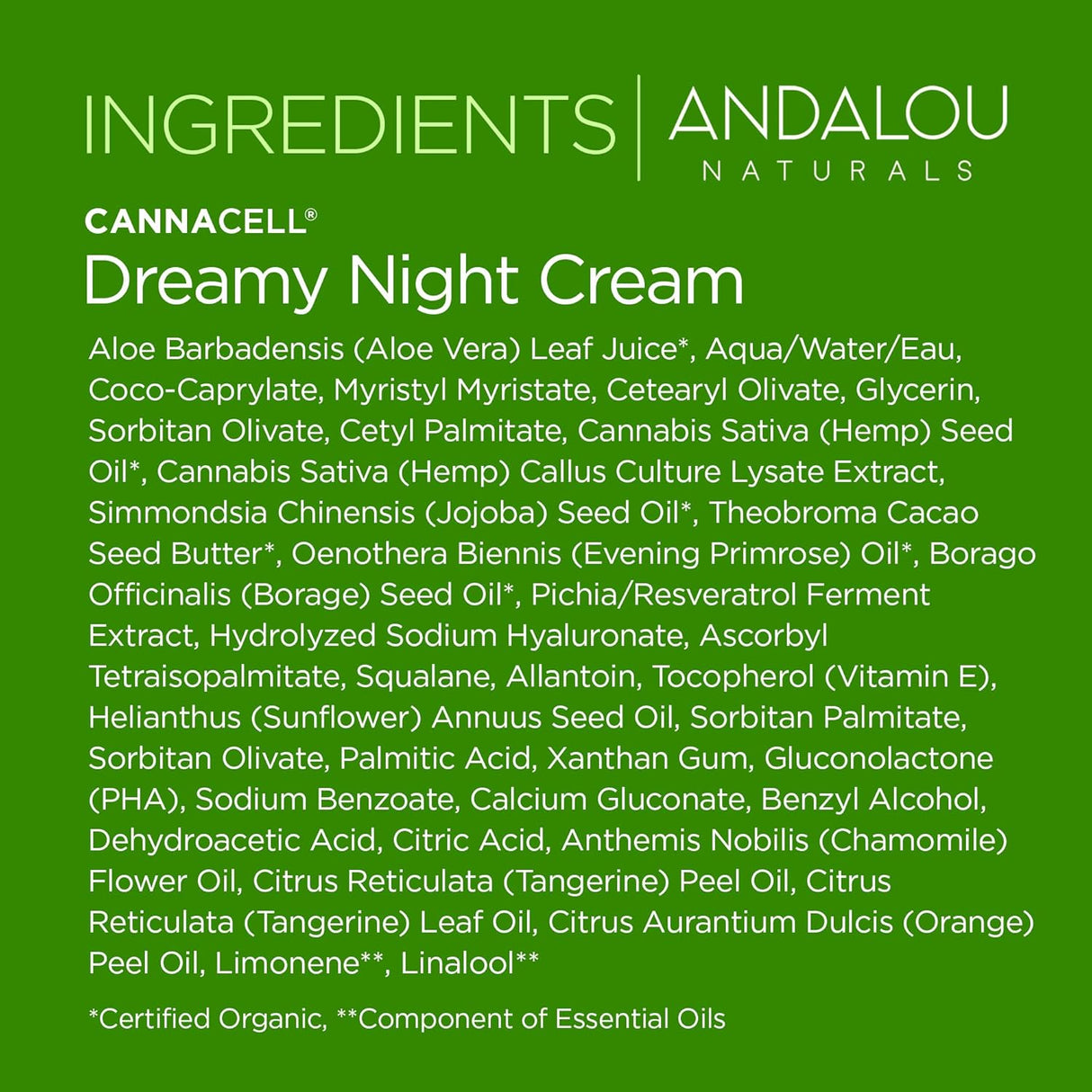 Andalou Naturals Cannacell Dreamy Night Cream, 1.7 oz