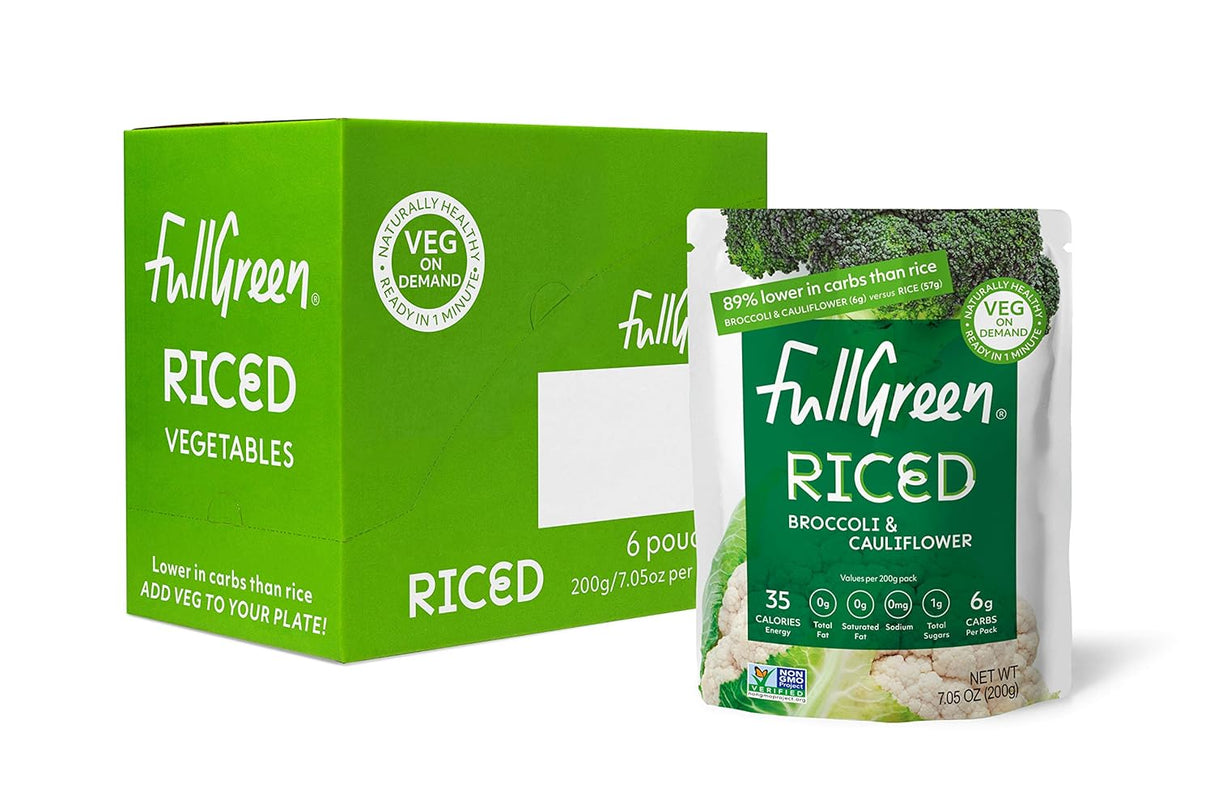 Fullgreen Organic Riced Vegetable Broccoli and Cauliflower, Pack of 6, 7.05 Oz