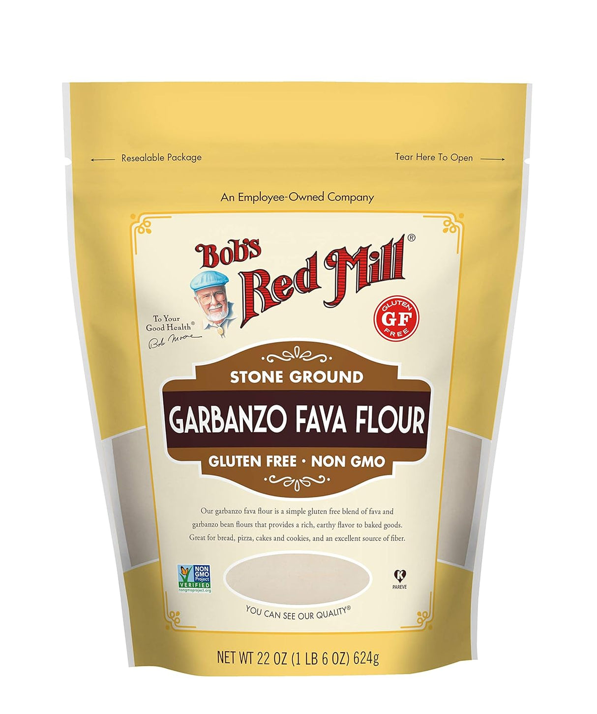 Bob's Red Mill Gluten-Free Garbanzo/Fava Flour, 22 Oz., Pack of 4