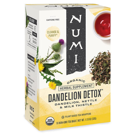 Numi Tea Herbal Dandelion Detox Tea - 16 Tea Bags (Pack of 6) - Cozy Farm 