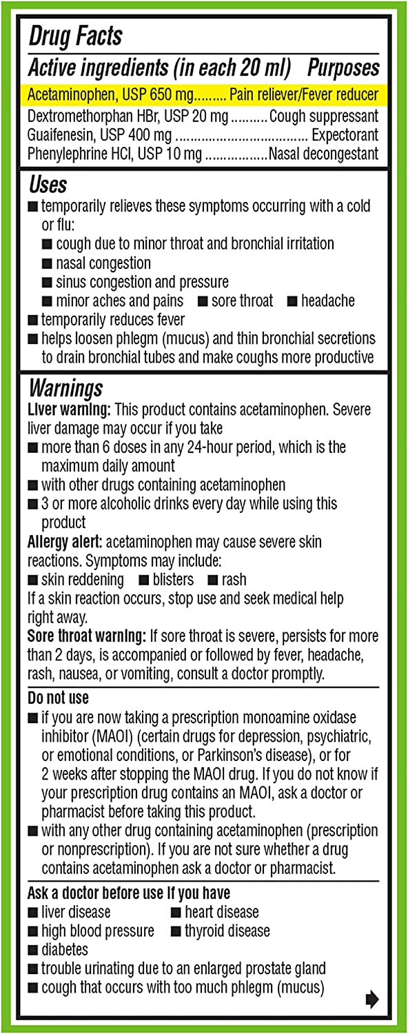 Robitussin Severe Multi-Symptom Cough, Cold & Flu Liquid, 4 Fl Oz - Cozy Farm 