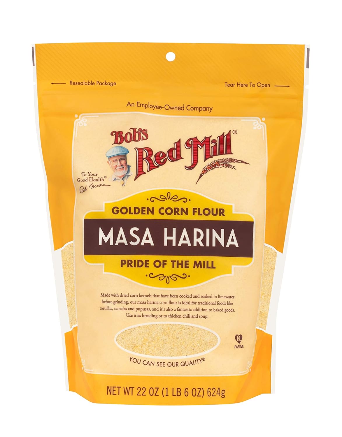 Bob's Red Mill Golden Masa Corn Flour, 22 oz, Pack of 4