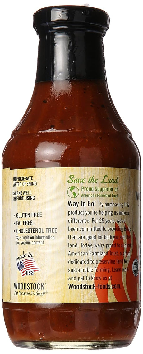 Woodstock Organic Hickory BBQ Sauce, 18 oz (Case of 12) - Gluten-Free Condiment