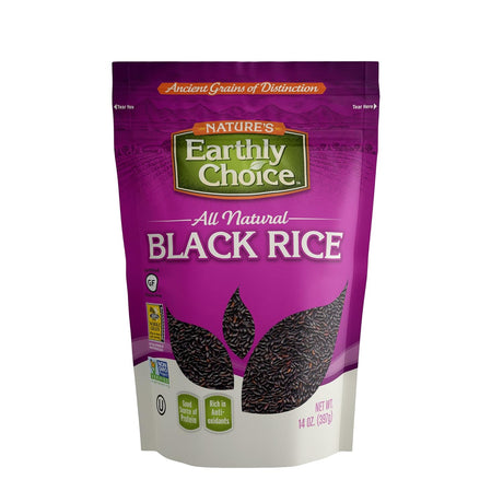 Package of Nature's Earthly Choice All Natural Black Rice on a white background