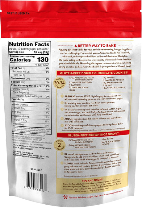 Arrowhead Mills Gluten-Free Organic Brown Rice Flour (Pack of 6 - 24 Oz.)