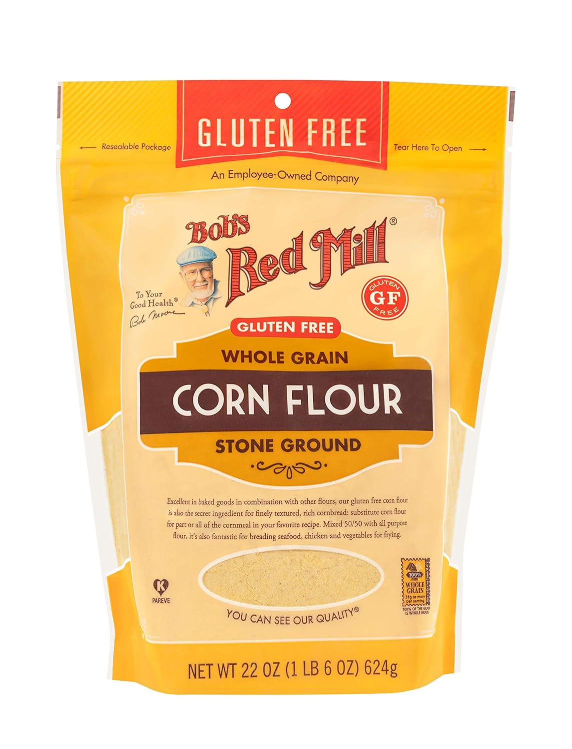 Bob's Red Mill Gluten-Free Corn Flour, 22 oz, Pack of 4