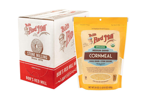 Bob's Red Mill cornmeal packaging on a white background