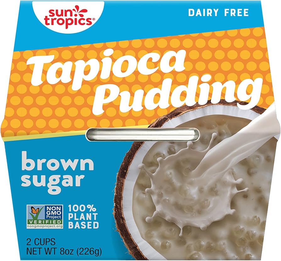 Sun Tropics - Tapioca Pudding Brown Sugar, 8 oz (Pack of 6) - Dairy-Free Dessert