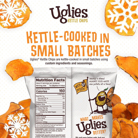 Uglies Sweet Potato Chips, Sea Salt, 5.5 oz, Pack of 12