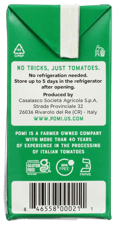 Pomi Organic Strained Tomatoes - Case of 12 - 26.46 oz.