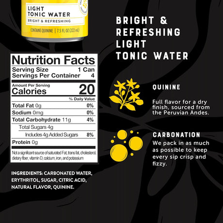 Q Drinks Tonic Water Light - 4/7.5 Fl oz - Case of 6