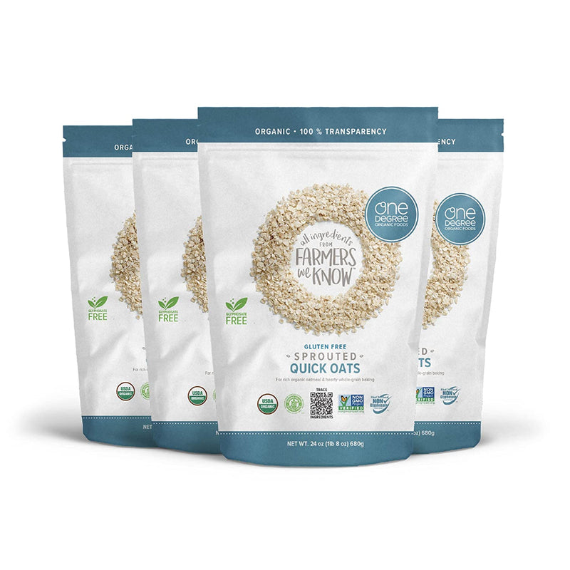 One Degree Organic Sprouted Quick Oats (Pack of 4 - 24 Ounces) - Cozy Farm 