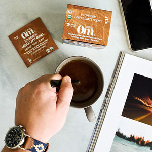 Om Mushroom Superfood Coffee Latte Blend Mushroom Powder, Single Serve, 10 Count, Lion's Mane, Cordyceps, Reishi, Chaga - Cozy Farm 