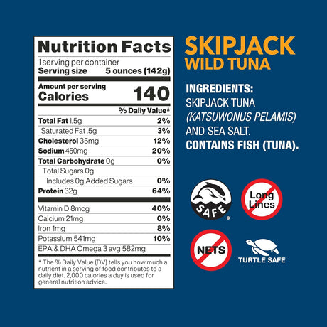 Wild Planet Wild Skipjack Light Tuna, 5 oz., Case of 12
