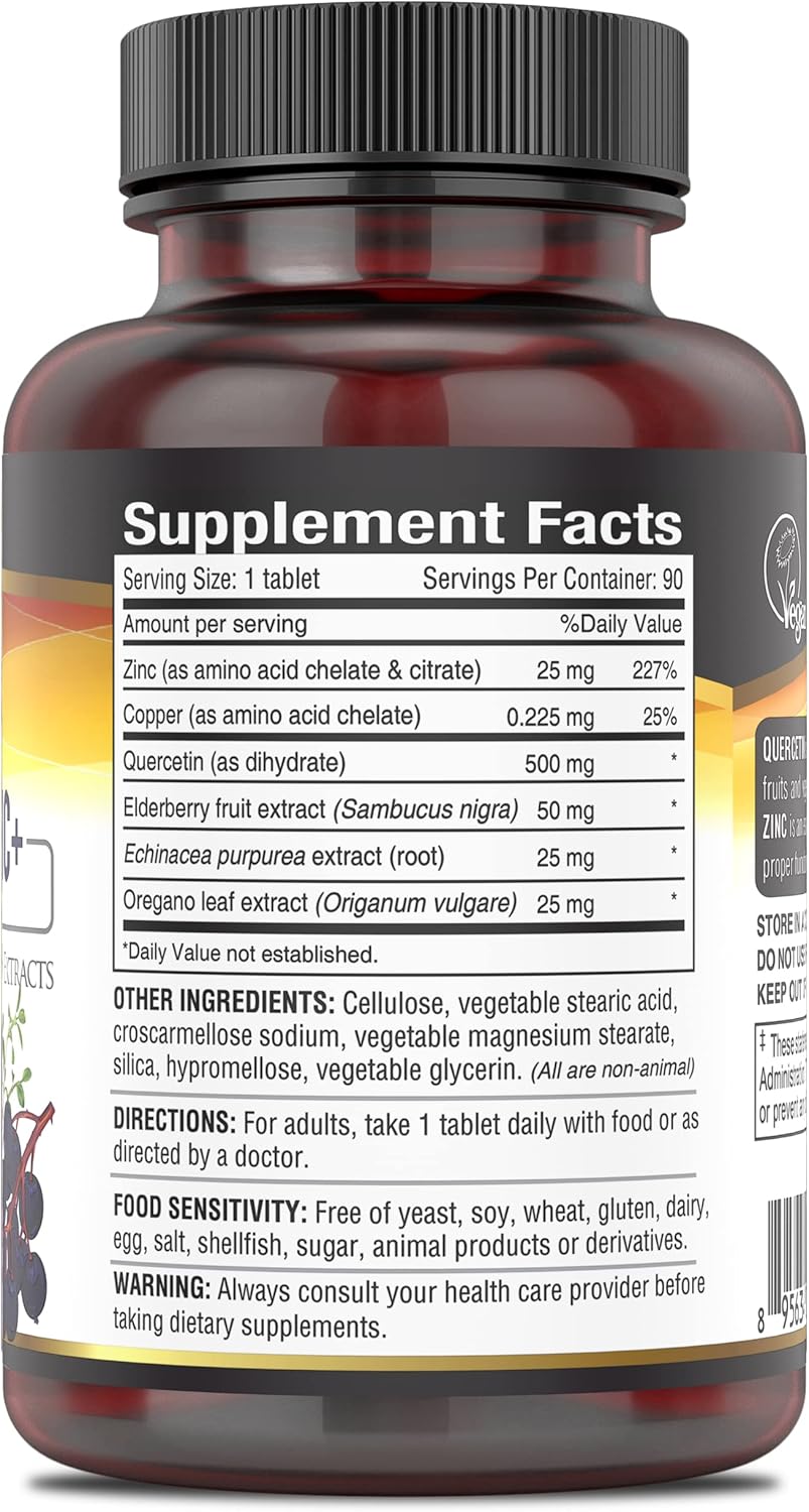 Deva Vegan Quercetin 500mg with Zinc and Elderberry, 90 Tablets