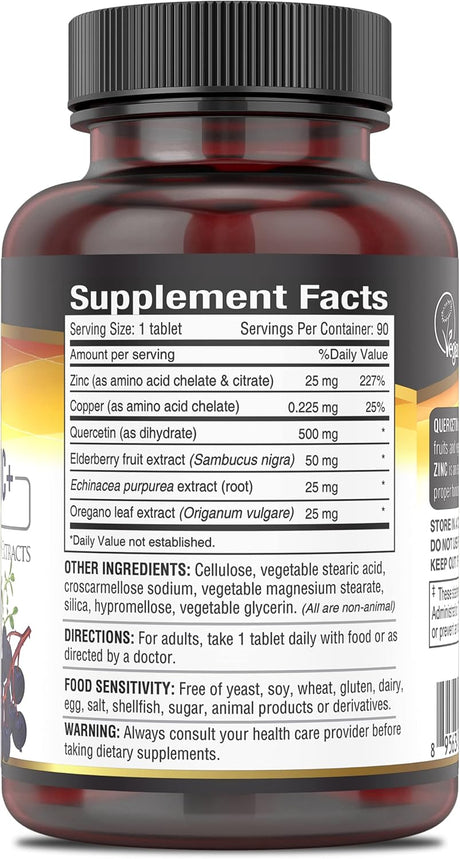 Deva Vegan Quercetin 500mg with Zinc and Elderberry, 90 Tablets