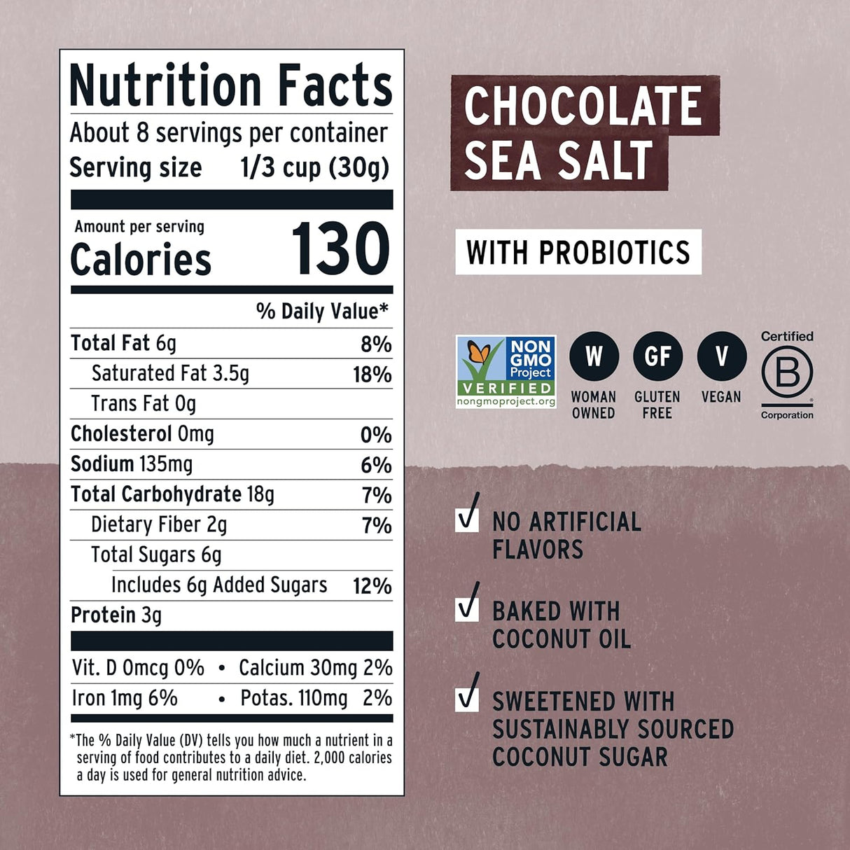 Purely Elizabeth Chocolate Sea Salt Probiotic Granola, 8 Oz, 6-Pack