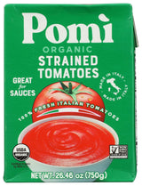 Pomi Organic Strained Tomatoes - Case of 12 - 26.46 oz.