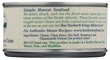 Bar Harbor Whole Gourmet Ocean Clams - 6.5 Oz Can (Pack of 12) - Cozy Farm 