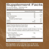 Supplement facts label on a brown background