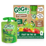 GoGo SqueeZ organic apple sauce packaging on a white background