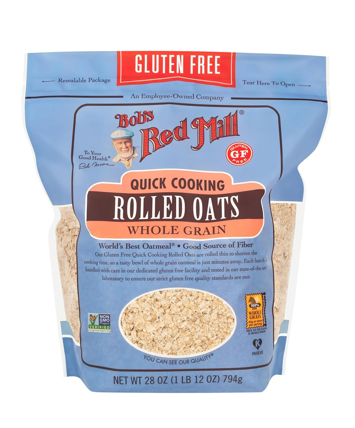 Bob's Red Mill Organic Quick Cooking Rolled Oats, Gluten Free, 16 oz, Pack of 4