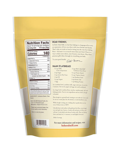 Bob's Red Mill Gluten-Free Garbanzo/Fava Flour, 22 Oz., Pack of 4