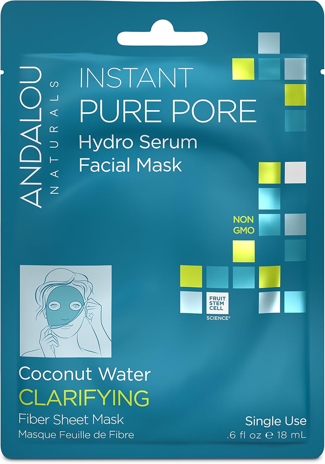 Andalou Naturals Instant Pure Pore Facial Mask, Coconut Water Clarifying, Case of 6, 0.6 Fl Oz – Natural Pore Refining Treatment