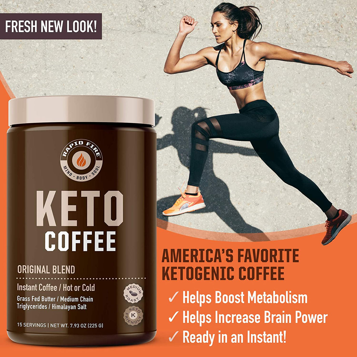 Rapid Fire Ketogenic Fair Trade Instant Keto Coffee Mix - Canister of 7.93 Oz - Cozy Farm 