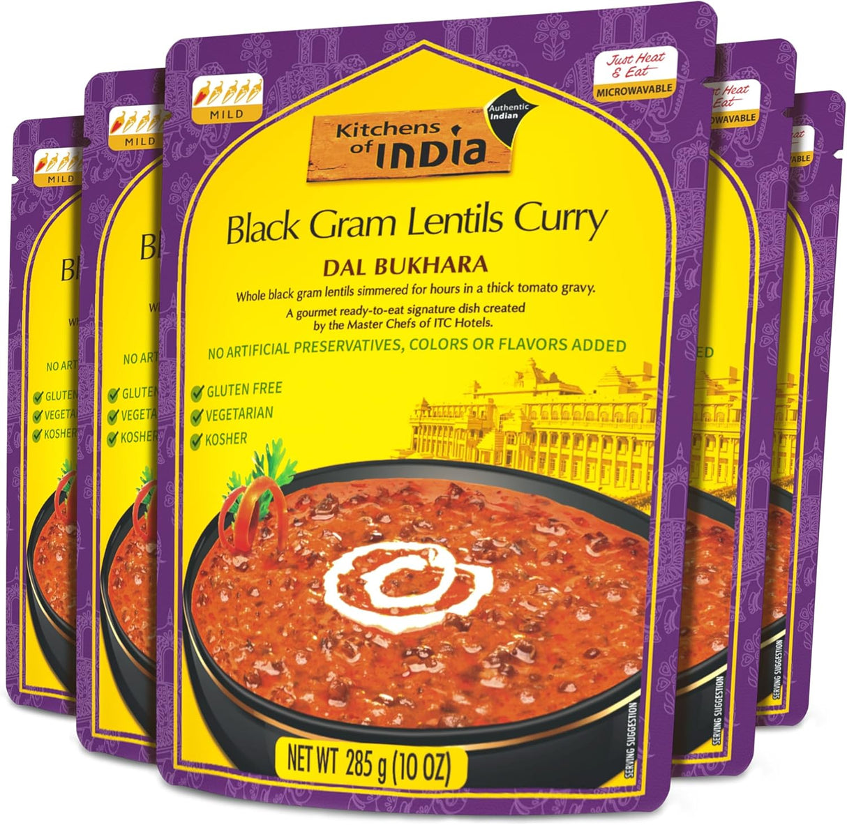 Kitchen of India Dal Bukhara, Black Gram Lentils Curry, 10 oz., Pack of 6