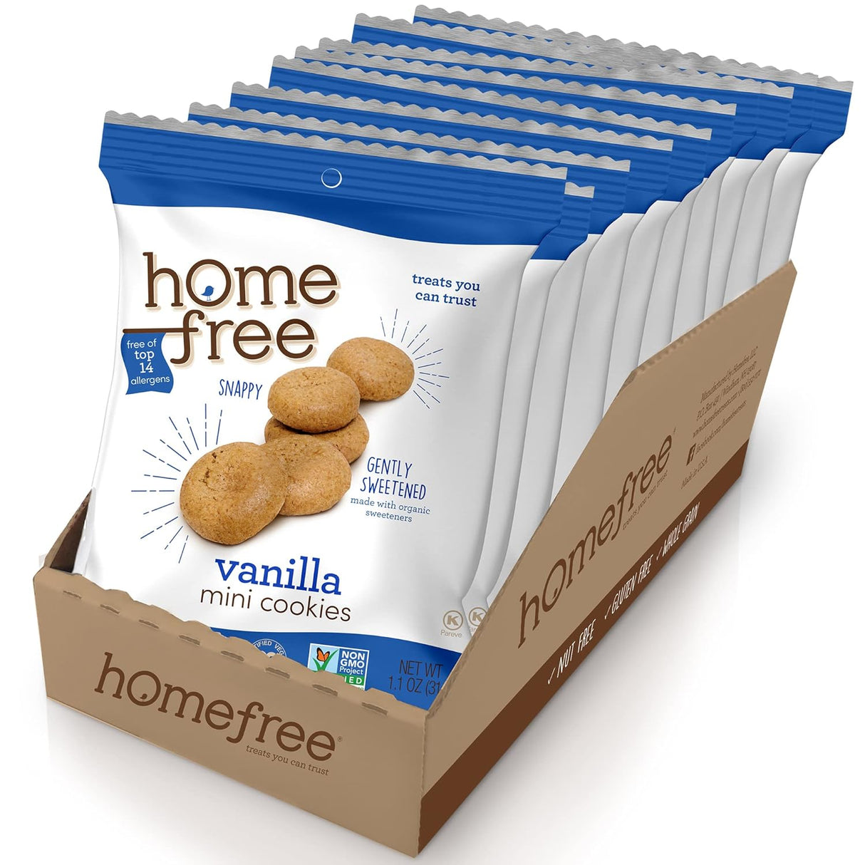 Homefree Gluten-Free Vanilla Mini Cookies, 1.1 Oz. Pack of 10