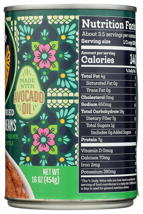 Siete Refried Ranchero Beans, Organic, Case of 12, 16 oz Cans