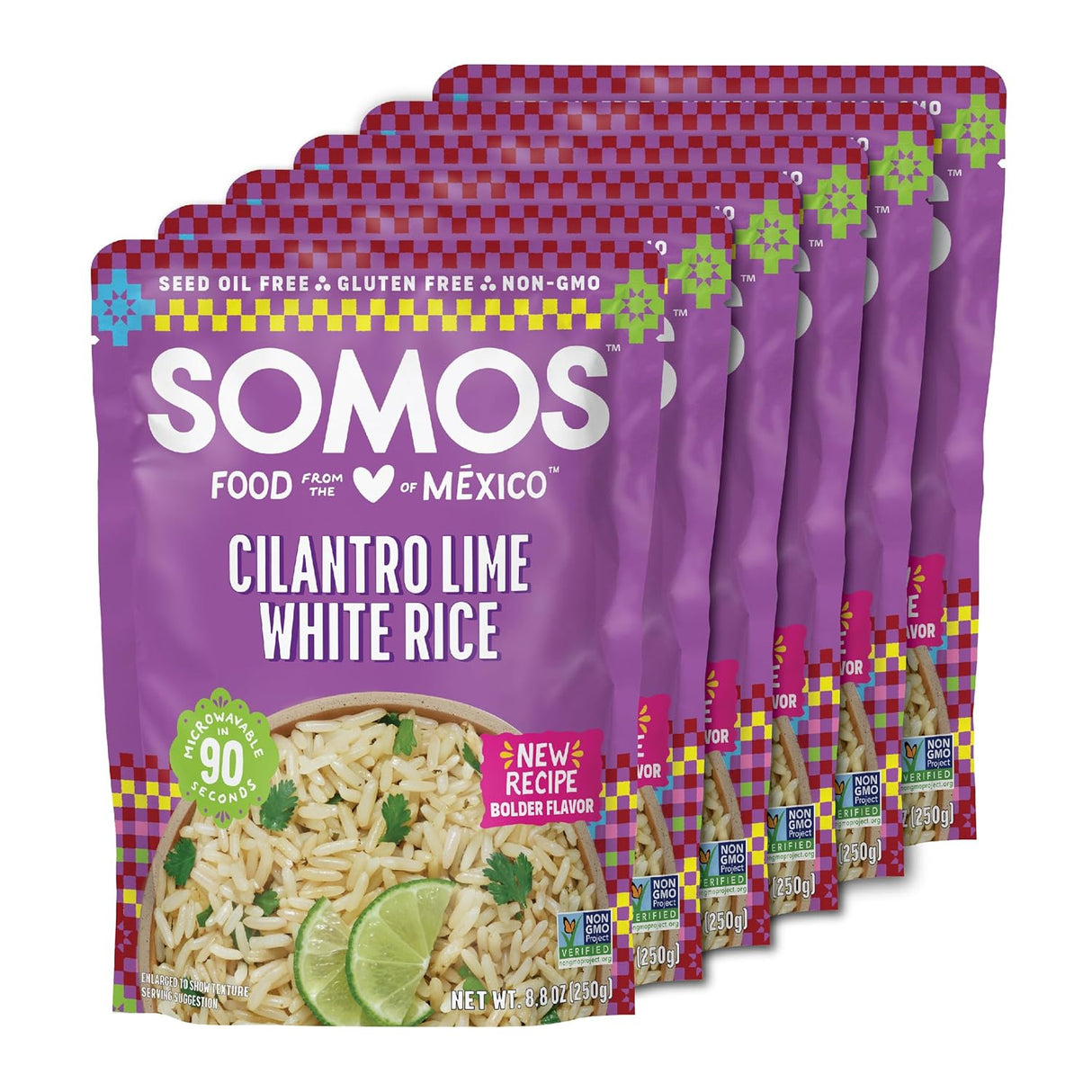 Somos Ready-to-Heat White Rice with Cilantro & Lime, Case of 6 (8.8 oz)