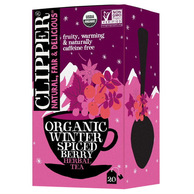 Clipper Tea - Organic Winter Spiced Berry Herbal Tea, 20 Bag (Case of 6) - Caffeine Free Delight