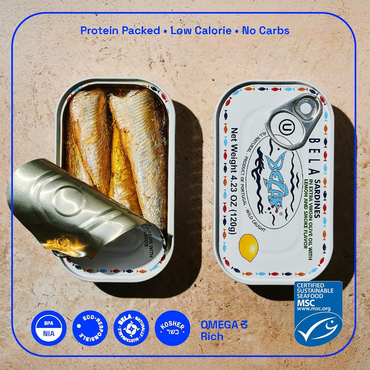 Bela-Olhao Sardines in Extra Virgin Olive Oil & Lemon Sauce, Portuguese, Case of 12 (4.23 oz)