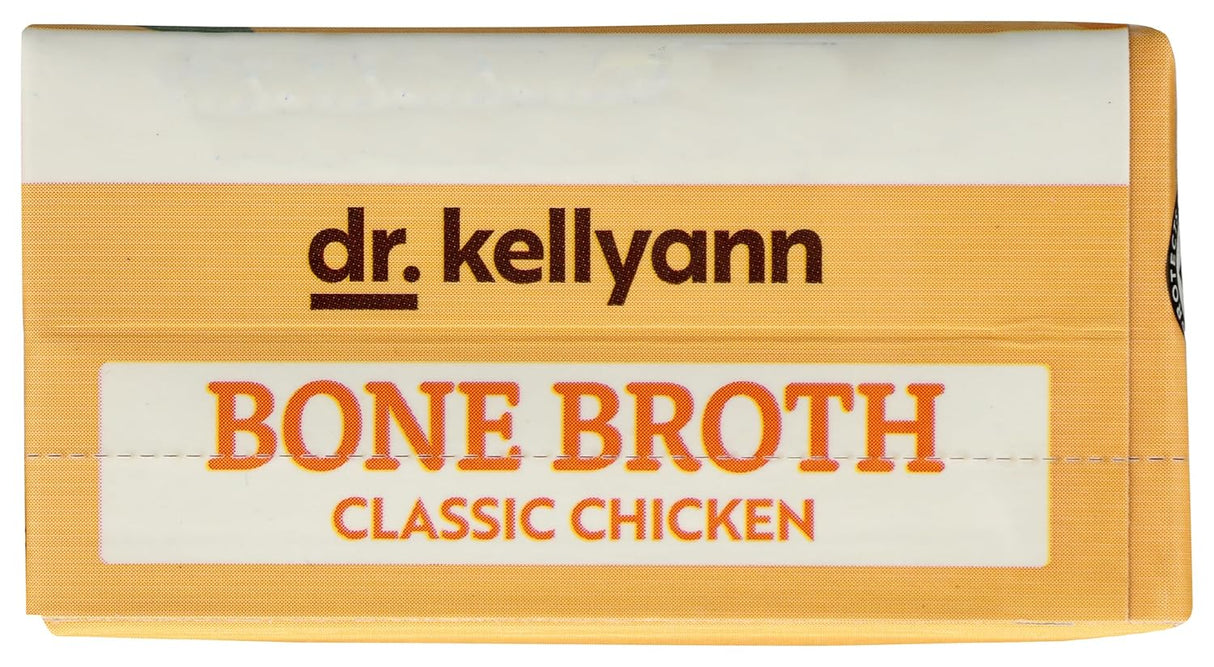Box of Dr. Kellyann Classic Chicken Bone Broth with wooden texture