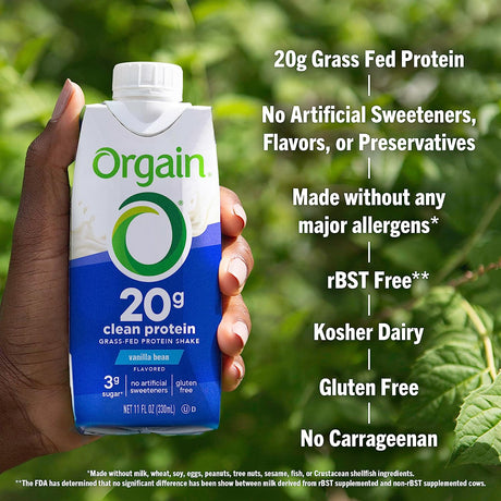 Orgain Organic Protein Vanilla Bean Shakes - 11 Fl Oz (12-Pack) - Cozy Farm 
