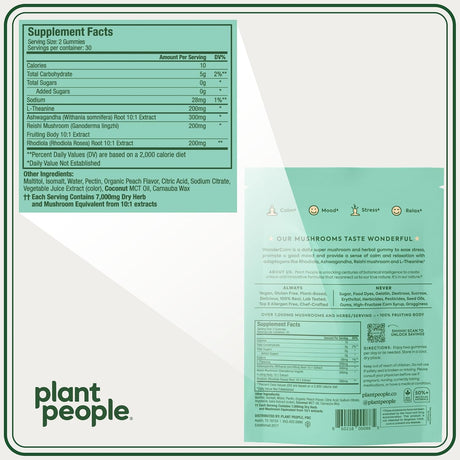 Plant People Mushroom Wonder Calm, Peach, 60 Count